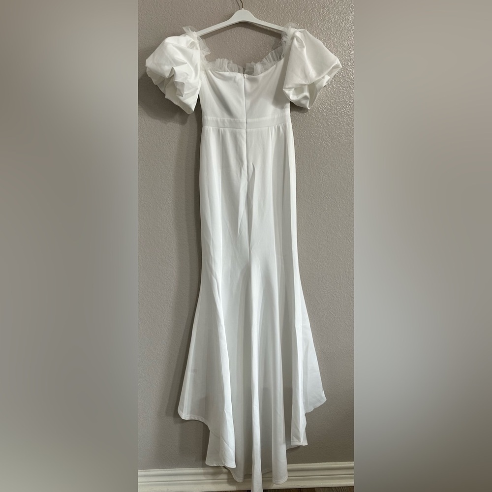 Giffniseti White Puff Sleeve Maxi Dress NWT - Picture 2 of 10